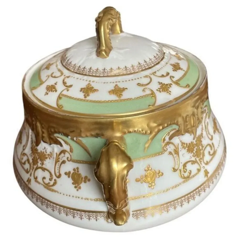 Limoges Blakeman‎ & Henderson Antique Tureen Gold Green White France